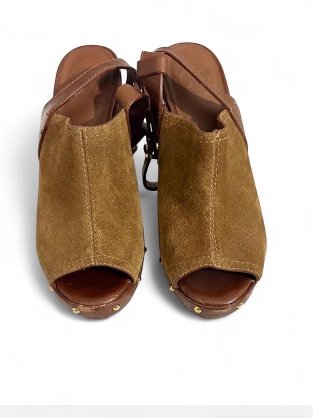 Women’s Brown Tory Burch Suede Open-Toe Clog Sandals